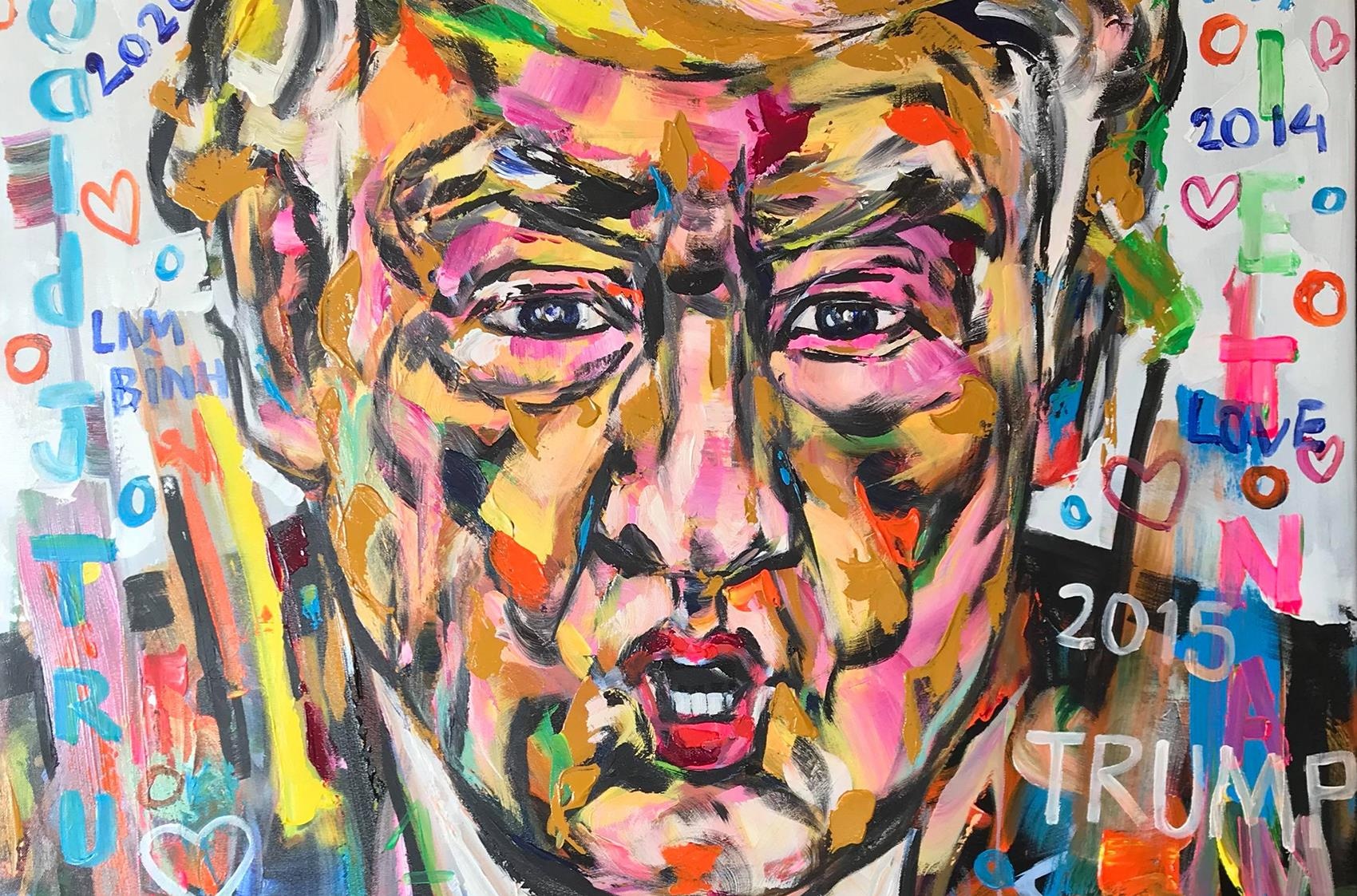 Tranh ve ong Donald Trump cua hoa si Viet trien lam tai Italy hinh anh