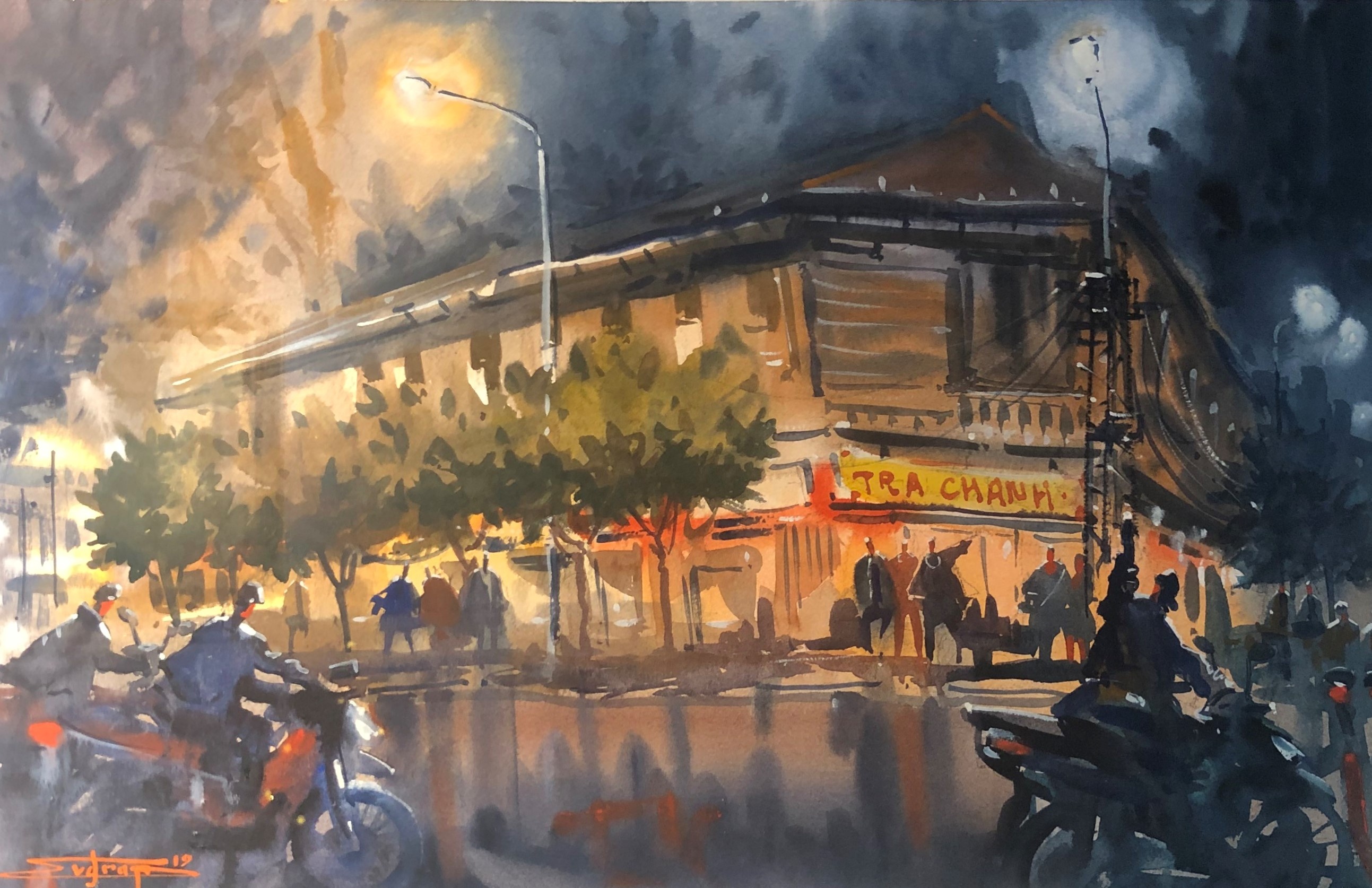 Tra chanh, xe may Ha Noi song dong trong tranh hoa si Nga hinh anh