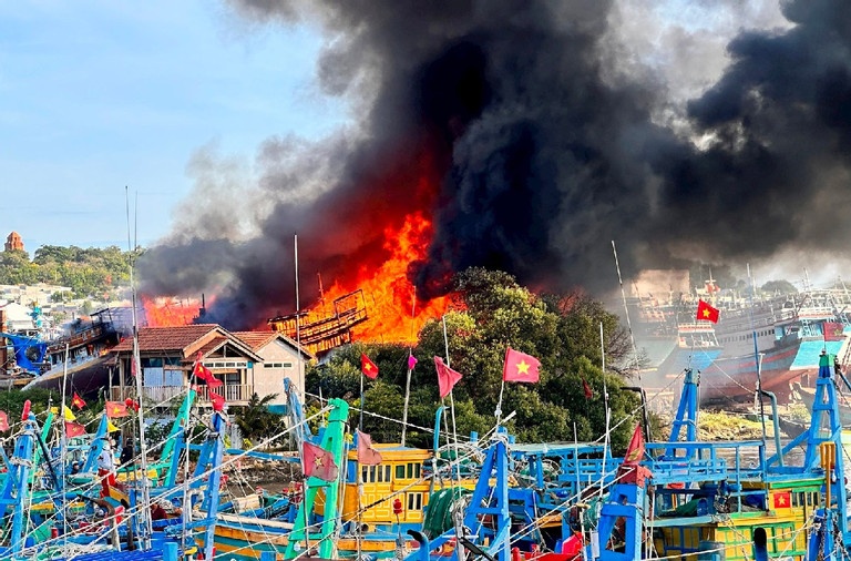 Chay hang loat tau ca o Binh Thuan hinh anh