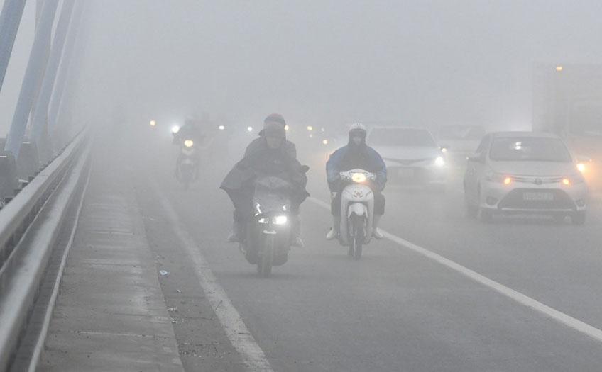 Suong mu xuat hien nhieu noi o Dong Bac Bo hinh anh