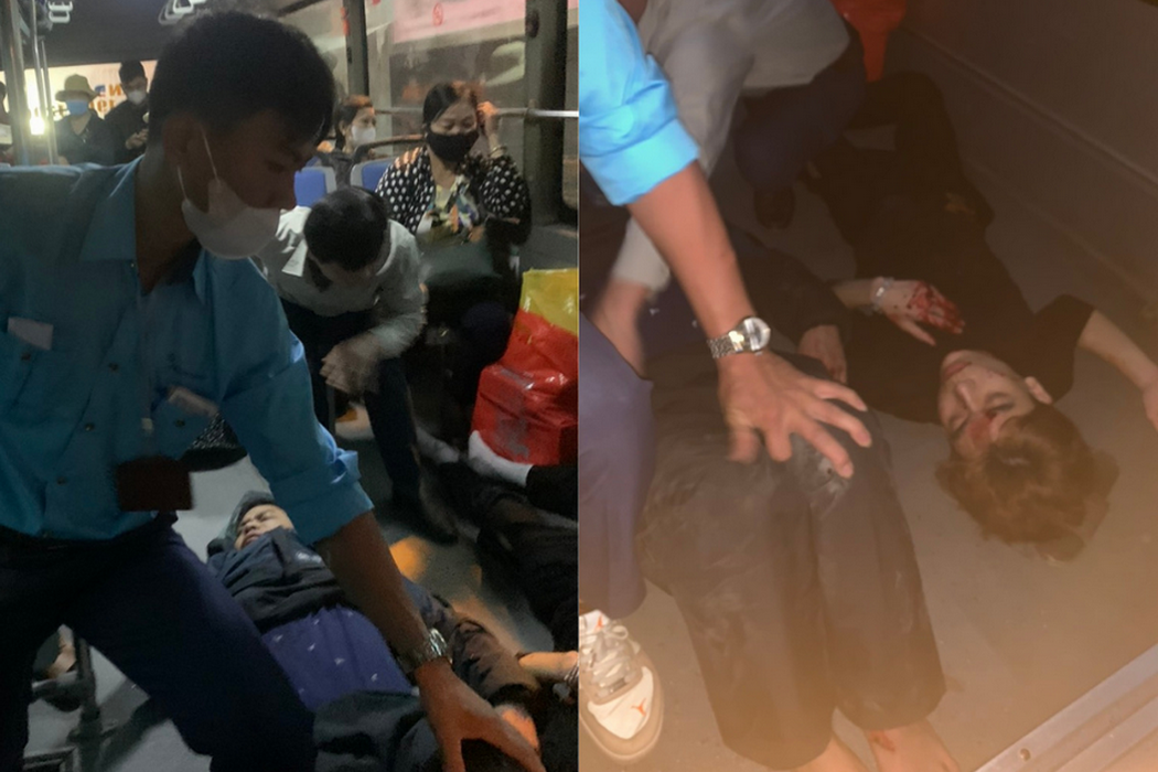 Nhan vien buyt Ha Noi cuu nguoi bi tai nan giao thong hinh anh