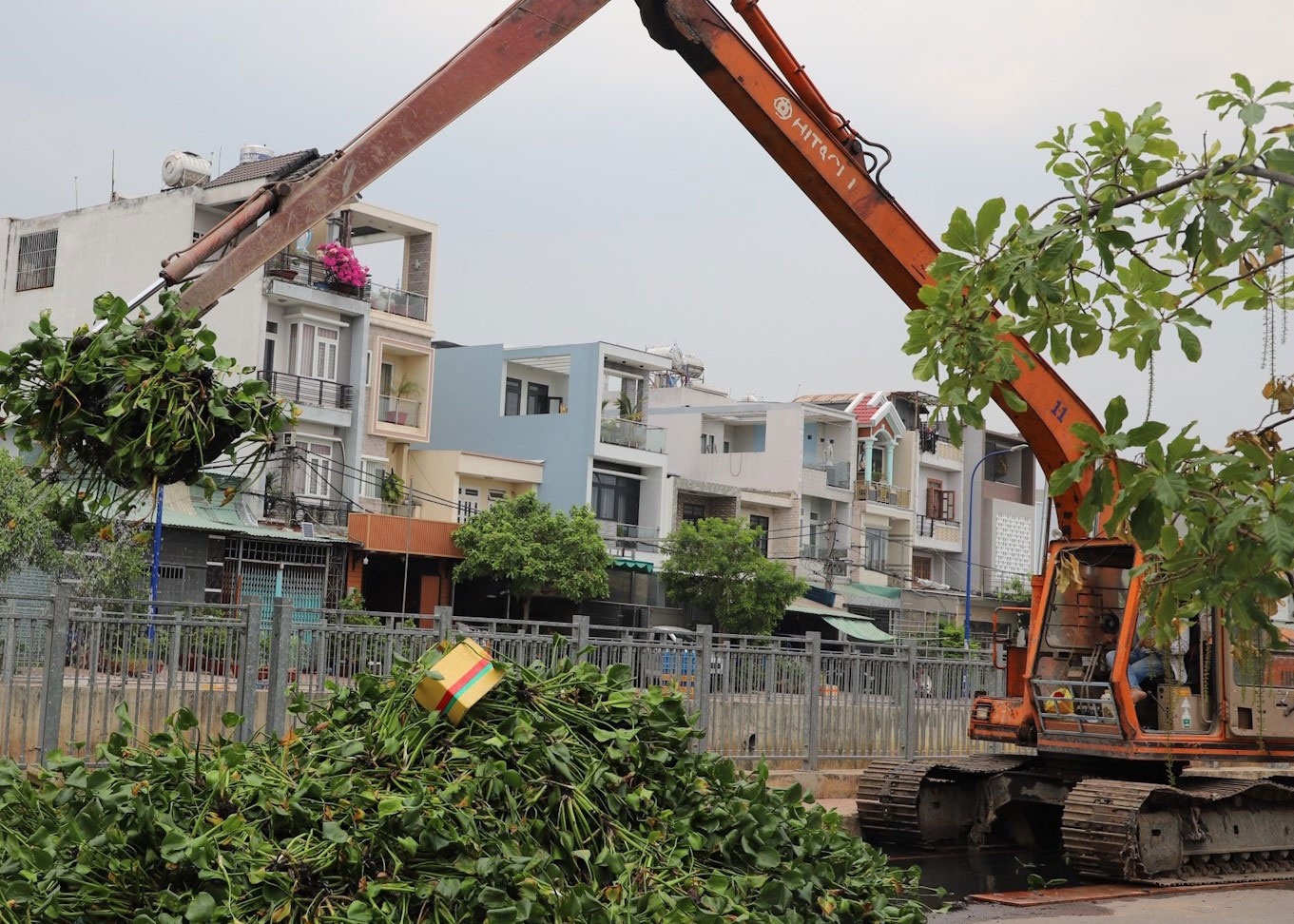 Hon 100 tan rac va luc binh phu kin kenh Nuoc Den da duoc vot sach hinh anh