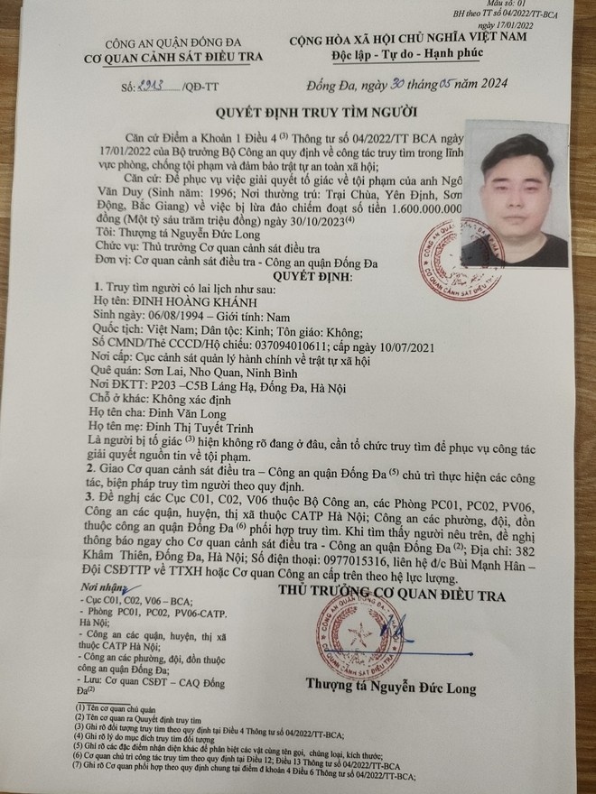 Dinh Hoang Khanh,  Ha Noi,  Truy tim anh 1