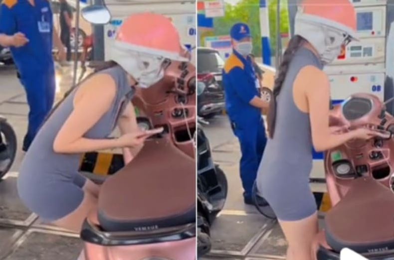 Di do xang bi quay len, co gai Binh Duong soc khi clip phat tan hinh anh