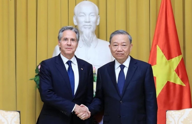 Chu tich nuoc To Lam tiep Ngoai truong My Antony Blinken hinh anh