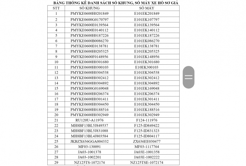 Sieu moto,  Ho so gia anh 1
