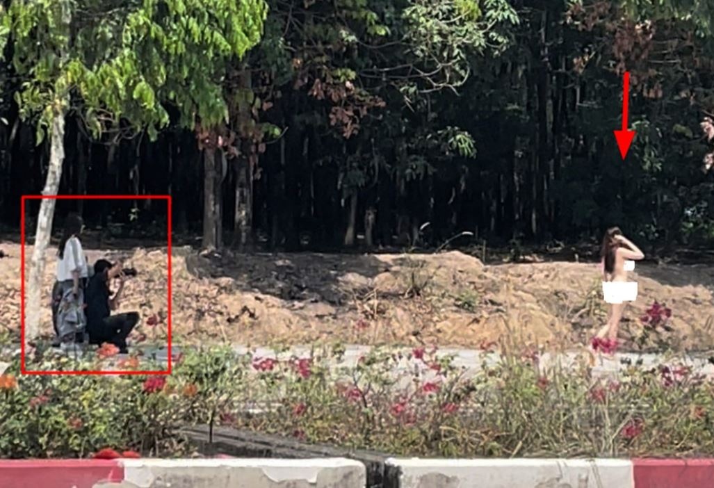 Nhom nguoi chup anh co gai khoa than o Binh Duong den trinh dien hinh anh