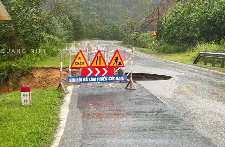 Ho sau hang chuc met xuat hien tren quoc lo 18B o Quang Ninh hinh anh