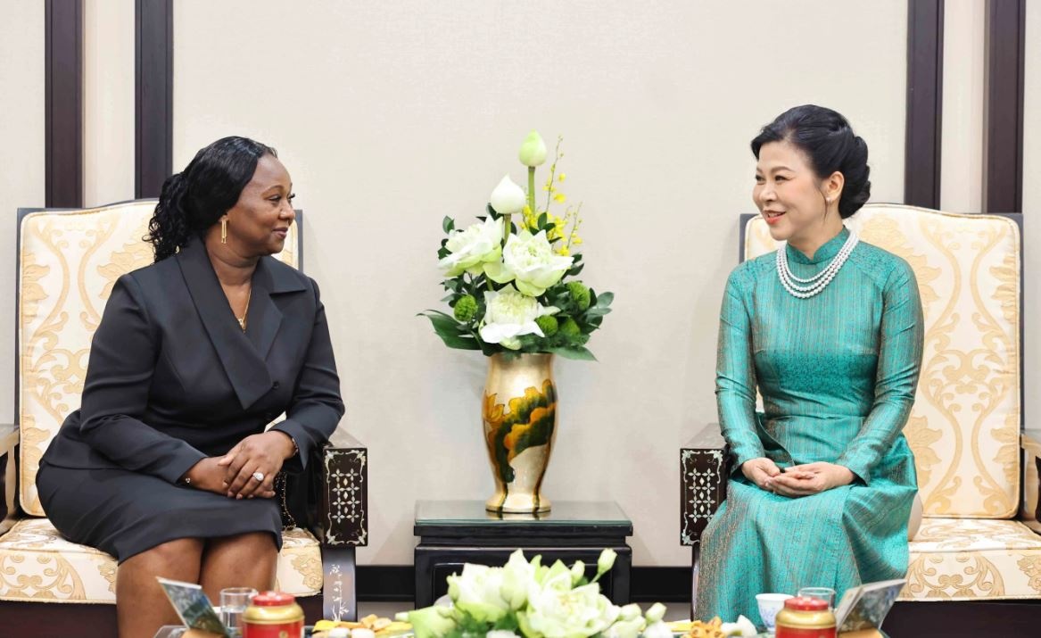 Phu nhan Tong Bi thu tiep Phu nhan Tong thong Guinea-Bissau hinh anh