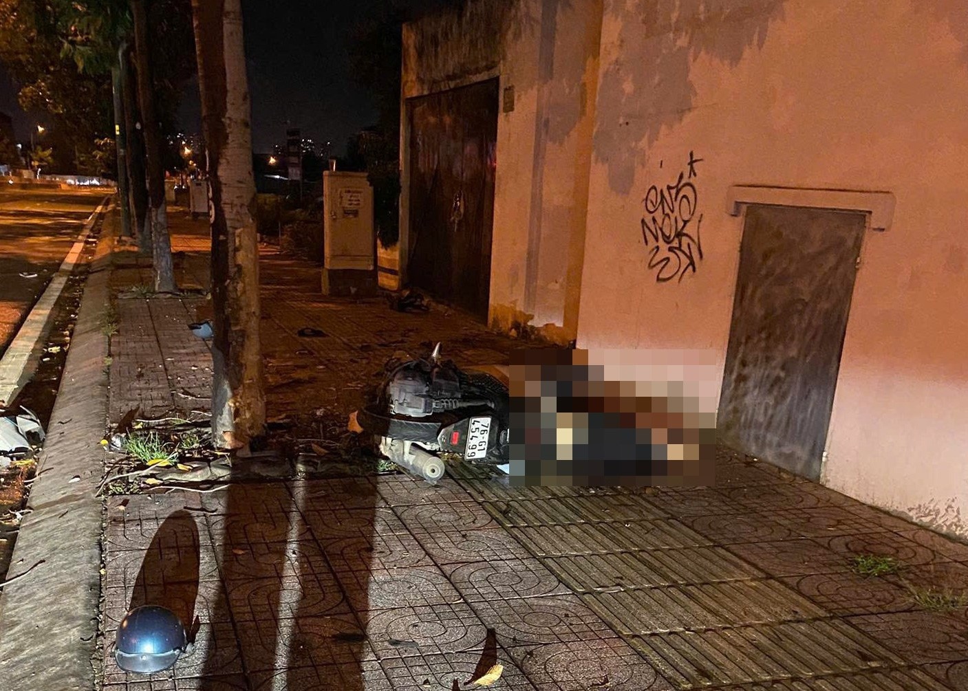 Xe may tong manh goc cay ven duong o TP.HCM, nam sinh tu vong hinh anh