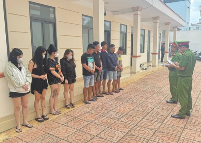 Nhom thanh nien 'mo tiec' ma tuy cung tiep vien quan karaoke hinh anh