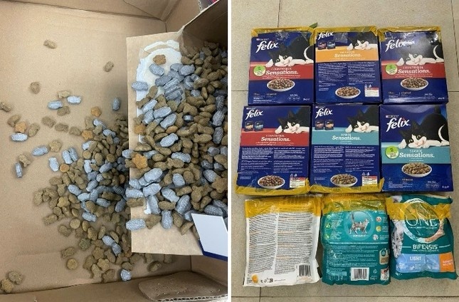 Ma tuy tron trong thuc an cho meo tuon tu nuoc ngoai ve Viet Nam hinh anh