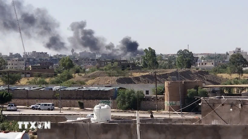 My khong kich co so chi huy cua luc luong Houthi tai Yemen hinh anh