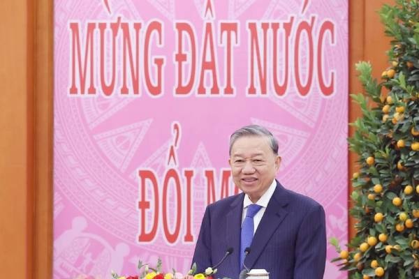 Tong Bi thu tiep doan 100 kieu bao tieu bieu tham du Xuan Que huong hinh anh