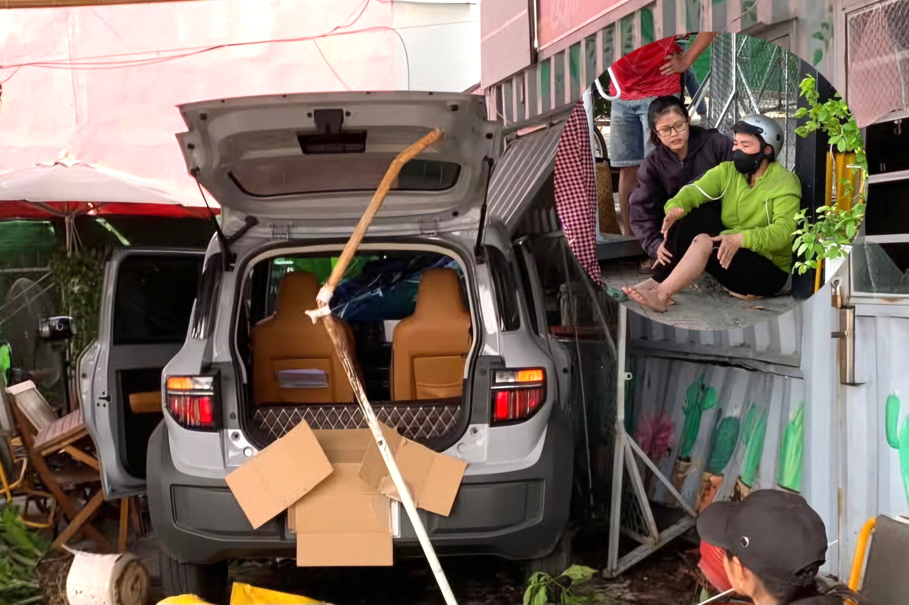 Nu tai xe lai xe tong nhieu nguoi di duong roi lao vao quan ca phe hinh anh