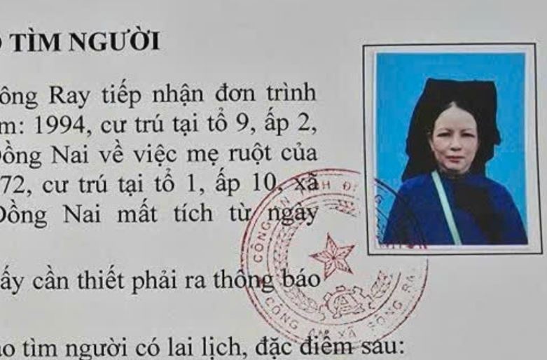Cong an tim nguoi phu nu Dong Nai mat lien lac nhieu ngay hinh anh