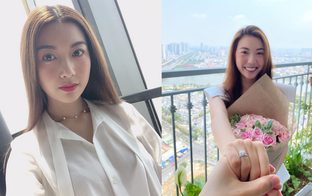 Thuy Van khoe nhan cau hon, dan sao Viet chuc mung sap len xe hoa hinh anh