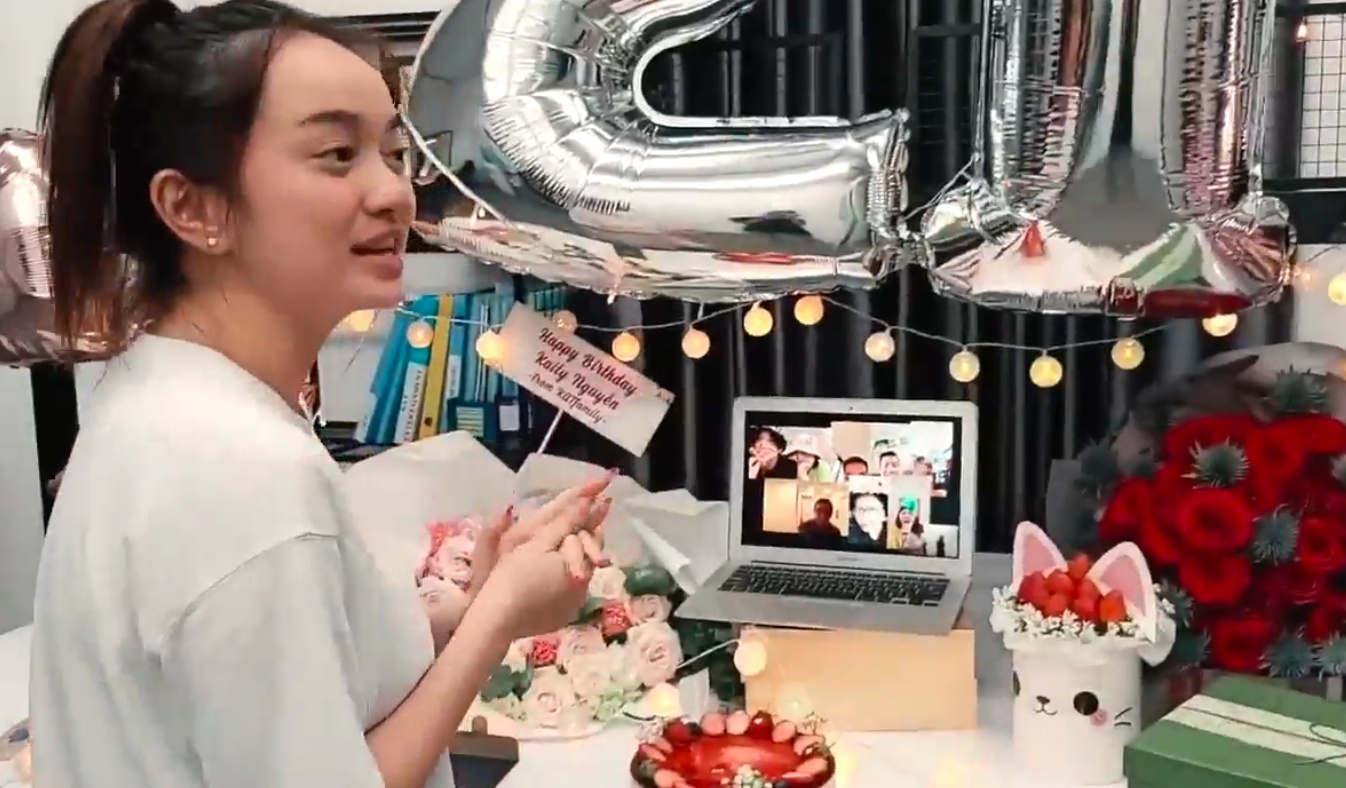 Kaity Nguyen, Lan Ngoc to chuc sinh nhat online hinh anh