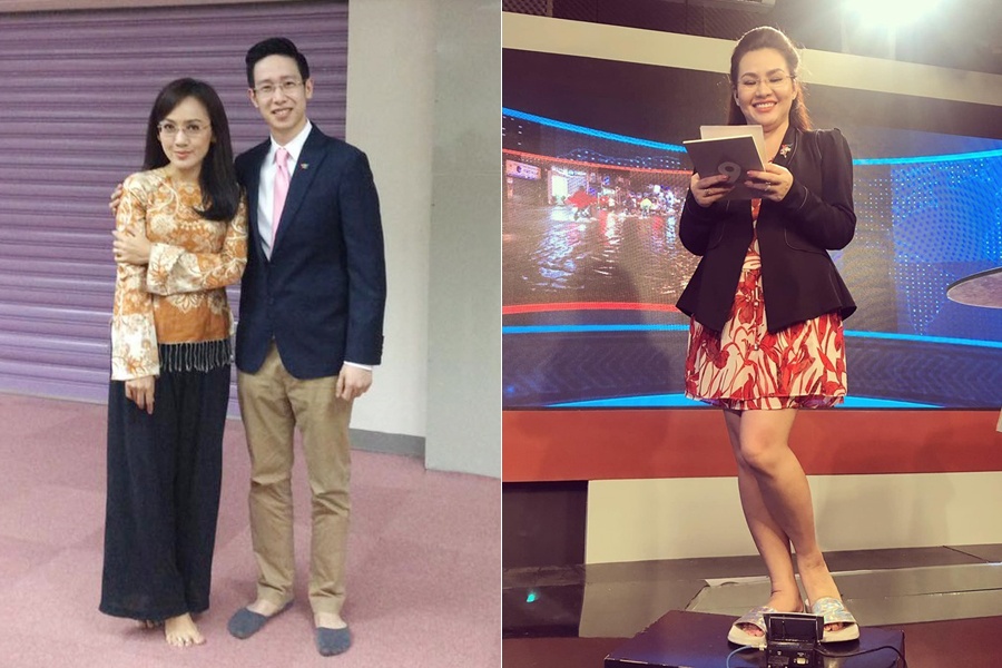 Anh hau truong khac xa khi len song cua MC truyen hinh hinh anh