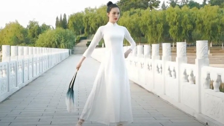 Thi sinh Hoa hau Trai Dat cua Trung Quoc mac ao dai Viet Nam? hinh anh