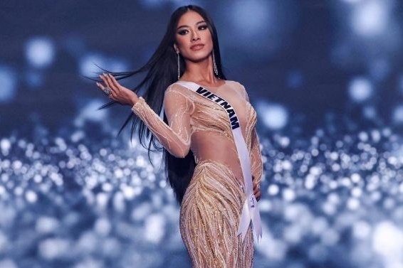 Kim Duyen va dan thi sinh tranh tai o ban ket Hoa hau Hoan vu 2021 hinh anh