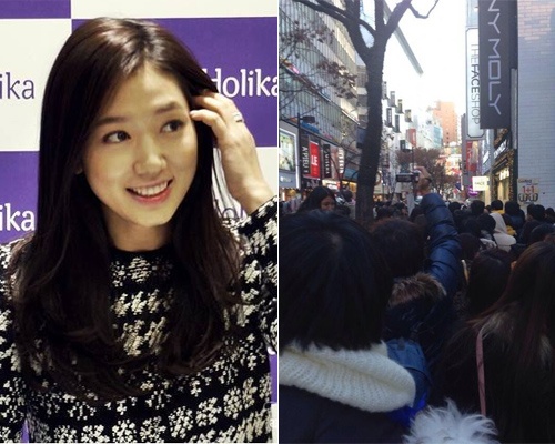 Hang ngan fan xep hang dai de duoc gap Park Shin Hye hinh anh