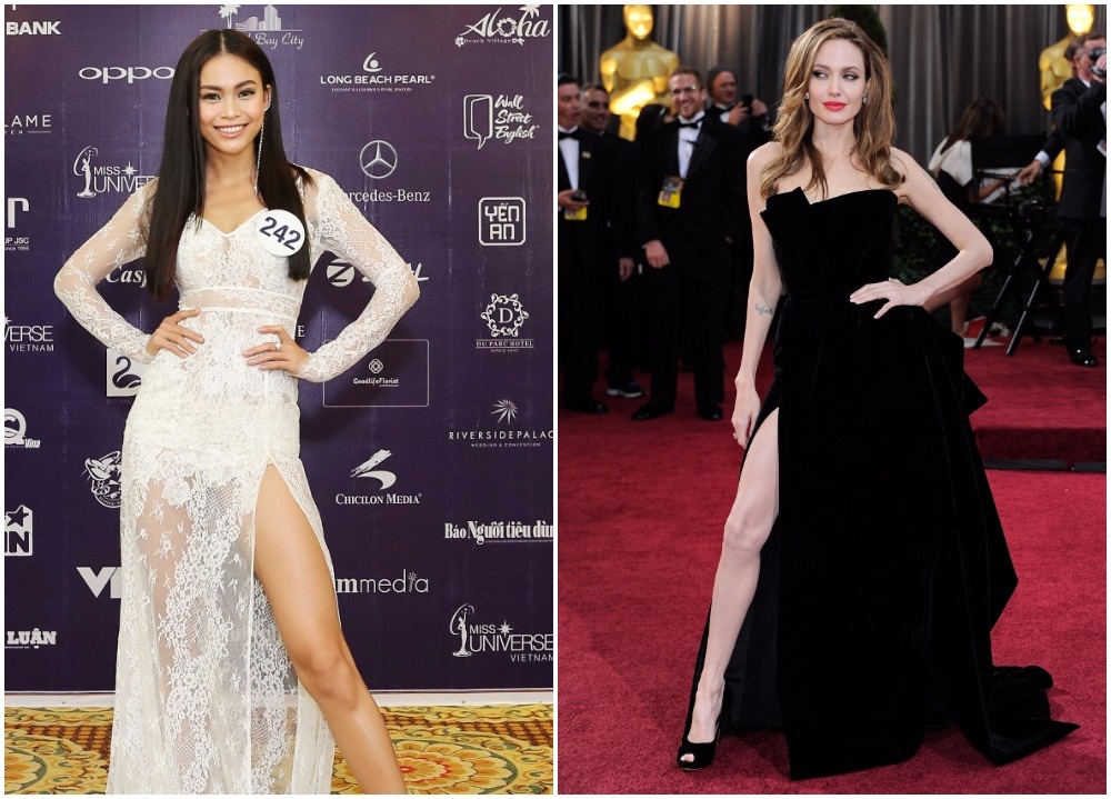 Mau Thuy khoe chan qua da giong Angelina Jolie tai Hoa hau Hoan vu hinh anh