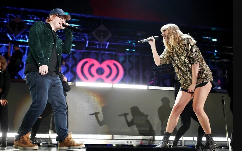 Taylor Swift hat voi Ed Sheeran tai dem nhac dau tien sau khi tro lai hinh anh