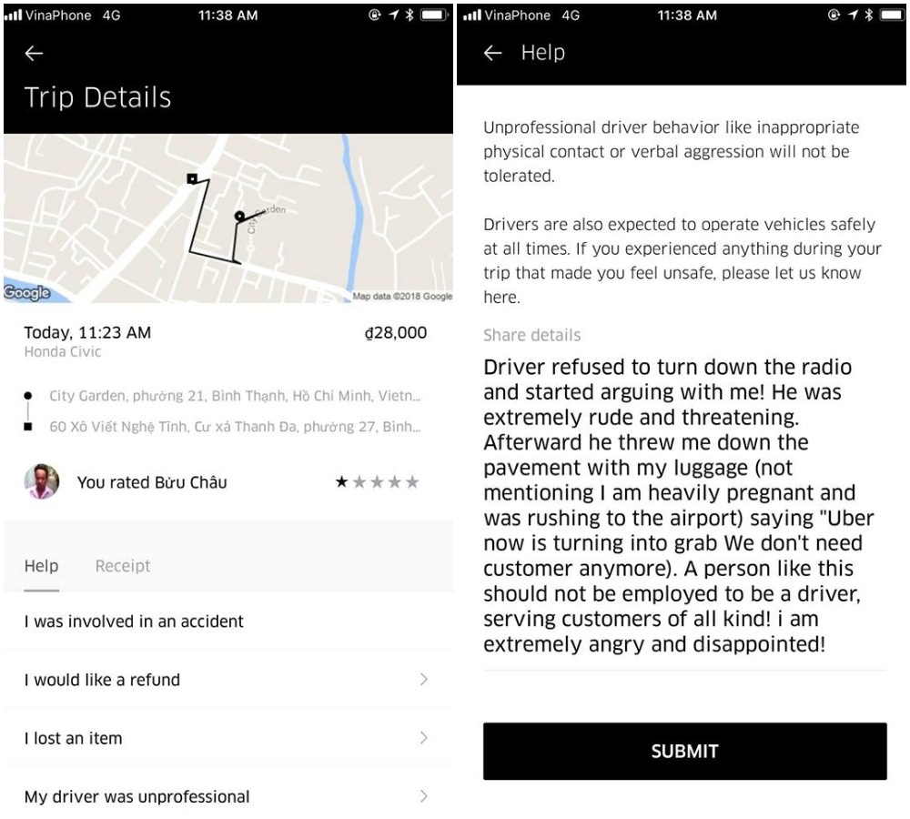 hà anh bị tài xế uber đuổi xuống giữa đường ảnh 2 ha anh bi tai xe uber duoi xuong giua duong anh 2