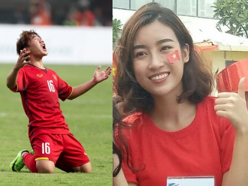 Hoa hau Do My Linh khen cau thu Minh Vuong: 'Dep trai qua' hinh anh