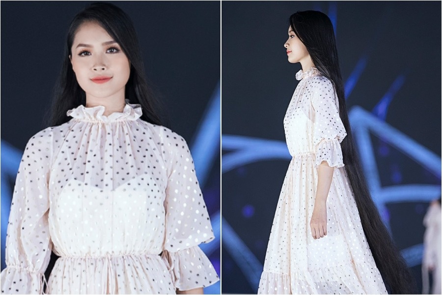 Nguoi dep Hoa hau Viet Nam xoa toc dai 1,4 m dien thoi trang hinh anh