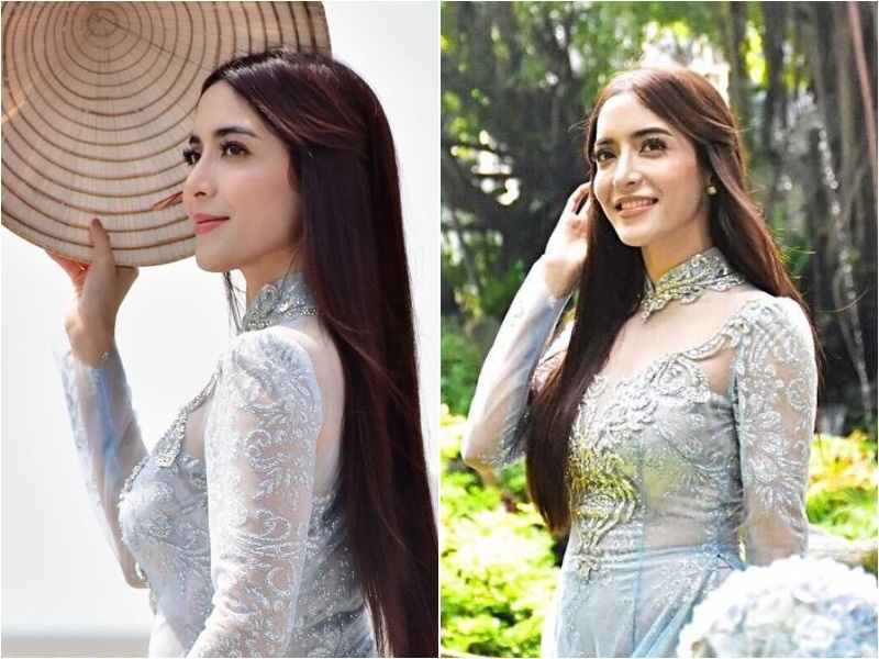 Ngoc nu Thai Lan den Viet Nam, khoe anh xinh dep voi ao dai va non la hinh anh