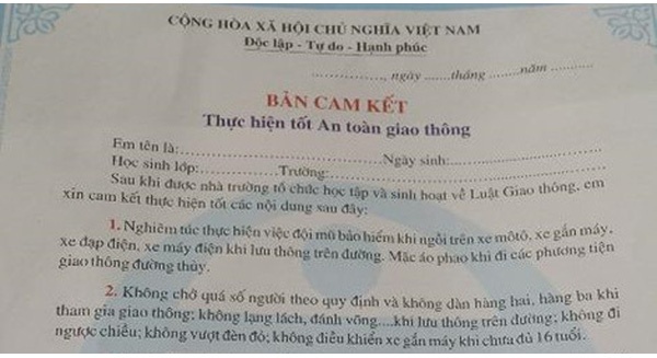 Hoc sinh lop 1 phai ky cam ket ATGT: So GD&DT tran tinh hinh anh