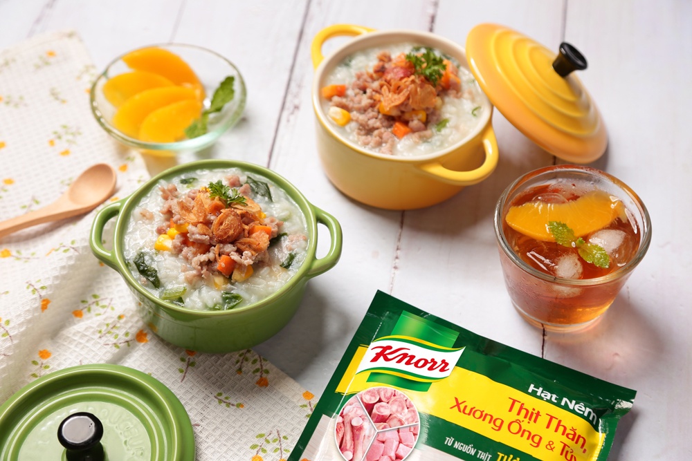 Giup be an ngon voi chao thit bam rau chan vit bo duong, dep mat hinh anh