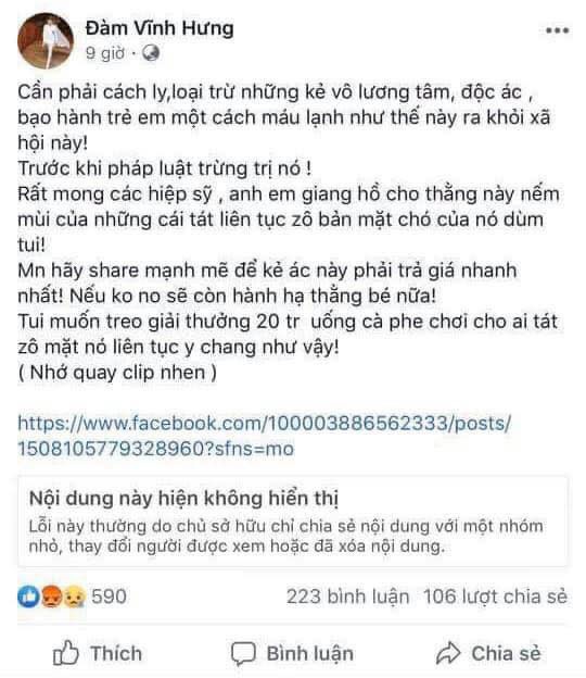 Facebook Dam Vinh Hung kich dong bao luc anh 2