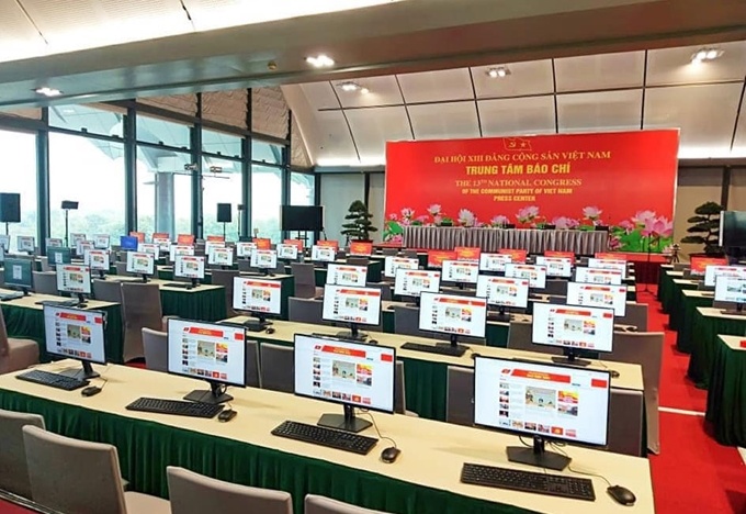Trung tam Bao chi Dai hoi XIII san sang cho ngay khai truong hinh anh