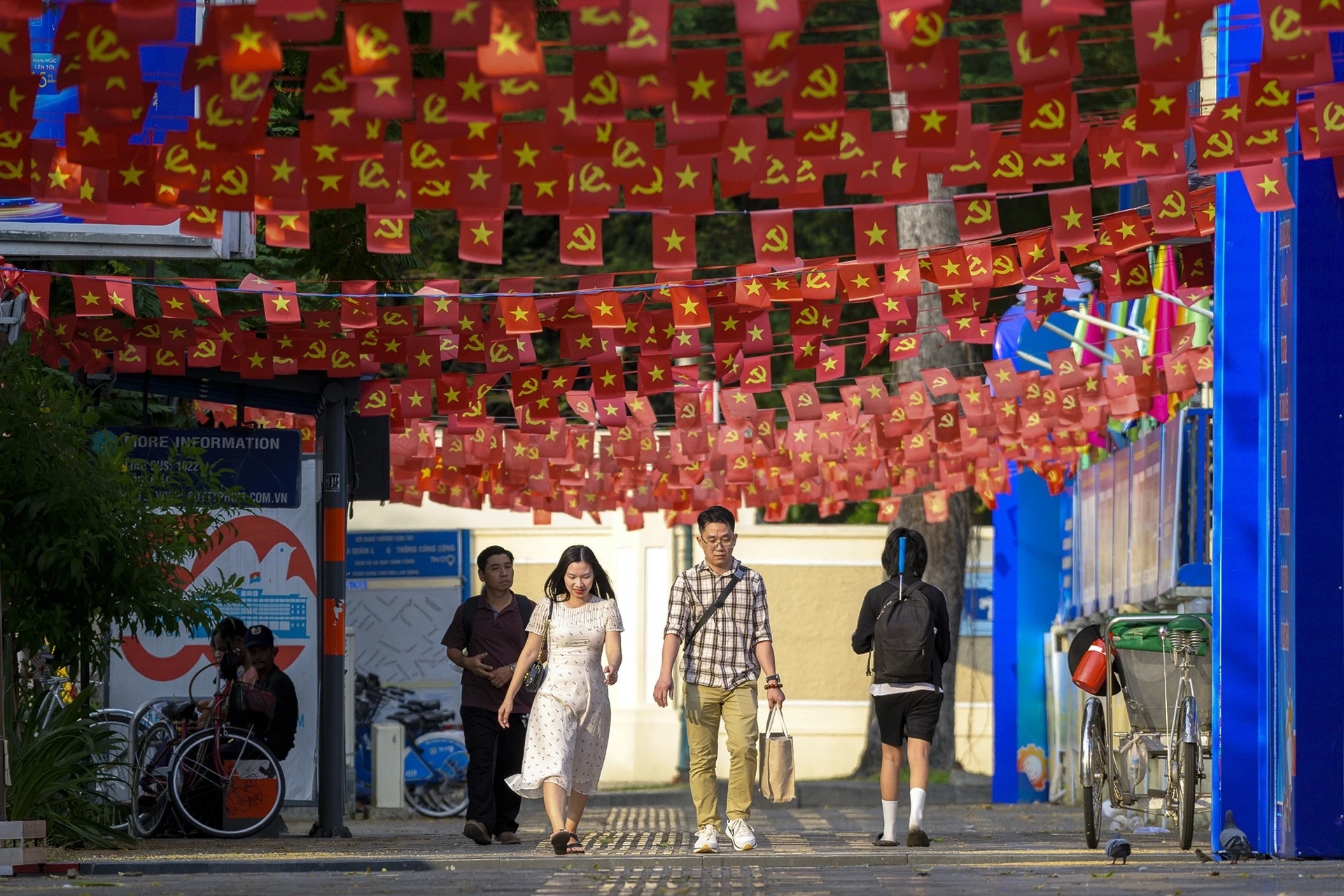 Duong pho TP.HCM ruc ro co hoa truoc ngay bau cu hinh anh