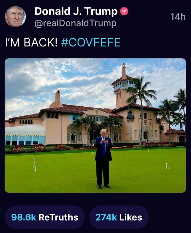 Trump tro lai truth social anh 1