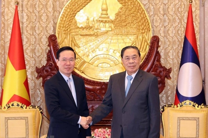 Chu tich nuoc Vo Van Thuong tham cac nguyen lanh dao cua Lao hinh anh