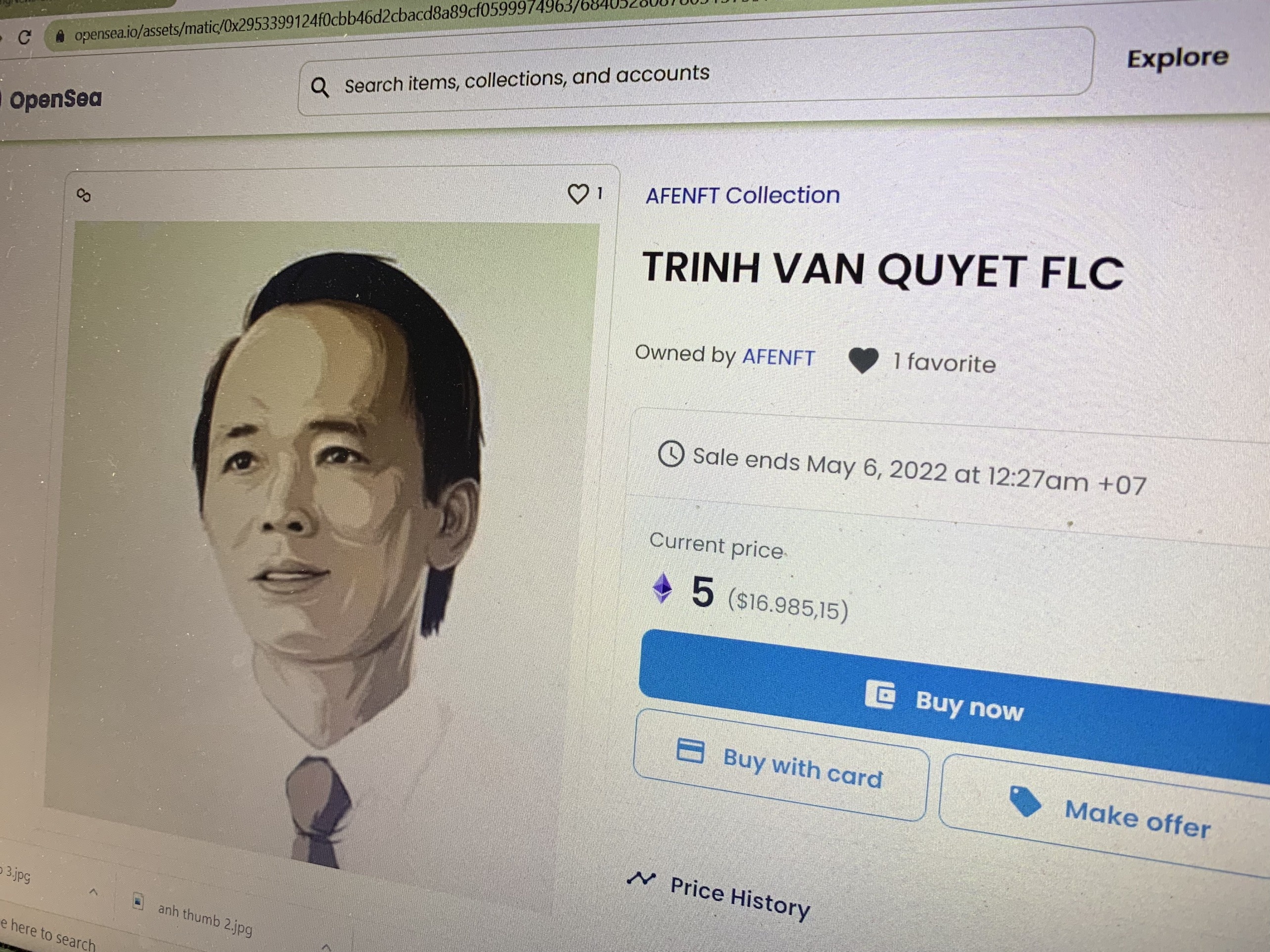 Hinh NFT ong Trinh Van Quyet duoc rao ban voi gia gan 17.000 USD hinh anh