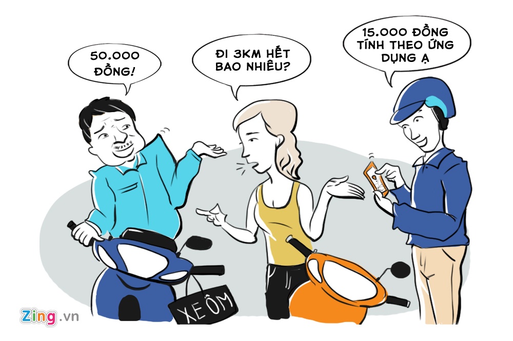 Hi hoa: Cuoc chien giua xe om truyen thong va xe om cong nghe hinh anh