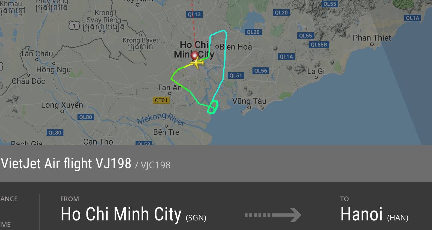 Mo phong hanh trinh cua may bay Vietjet Air quay dau hinh anh