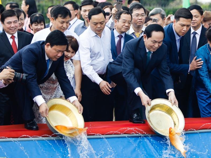 Chu tich nuoc tha ca chep tien ong Tao hinh anh