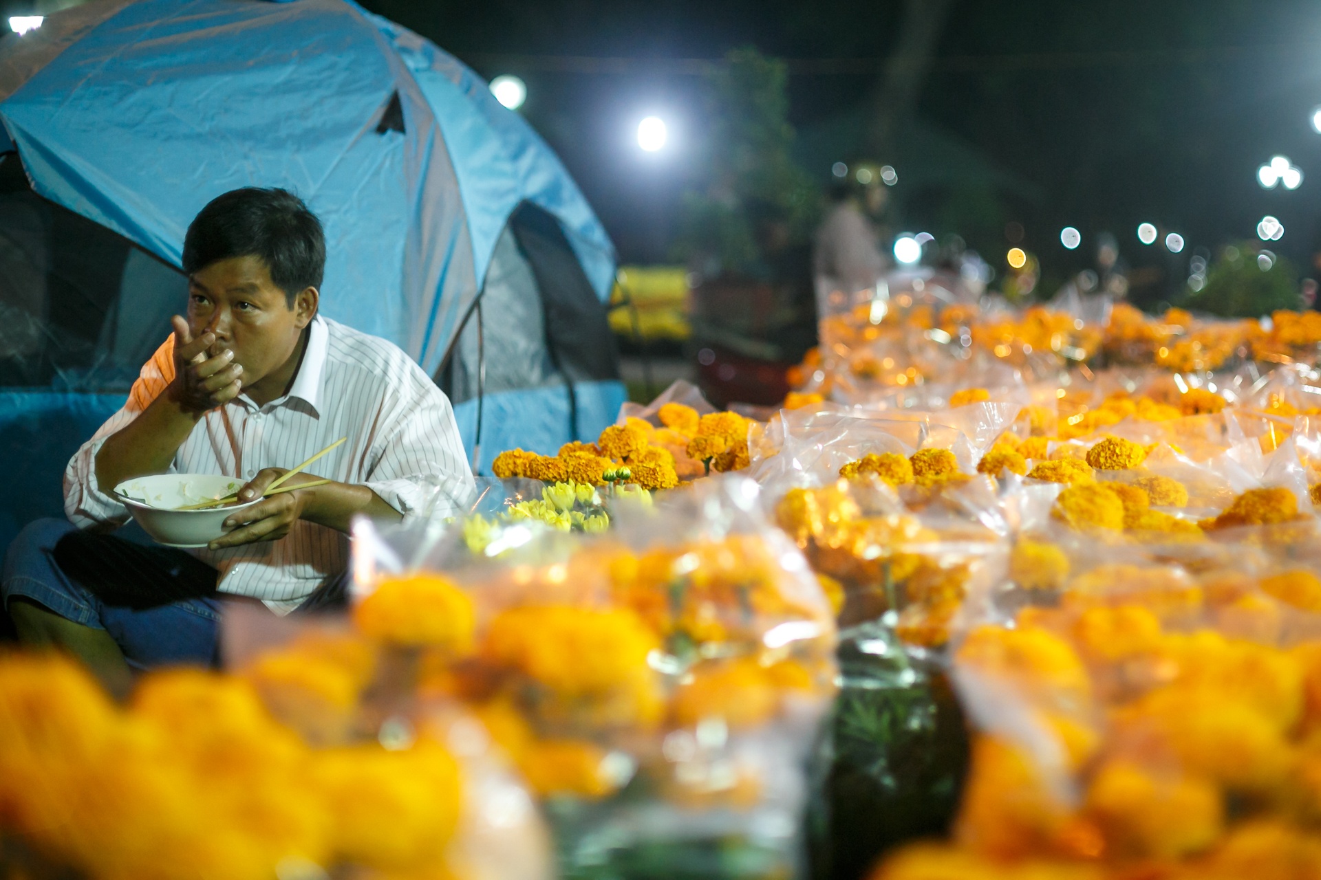 phia sau nhung chau hoa kieng ruc ro ngay Tet anh 15