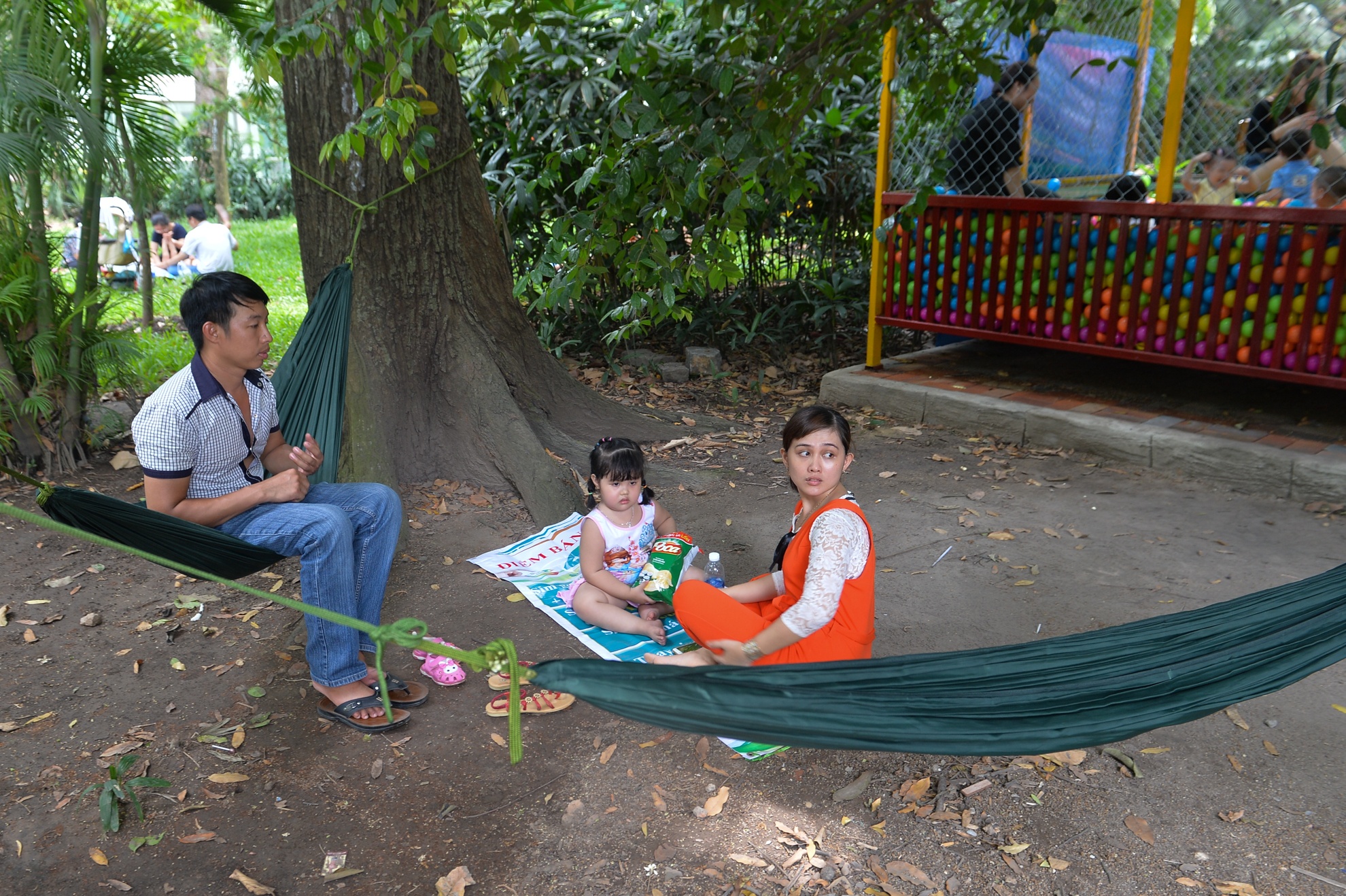 Nguoi di choi le vut rac day cong vien Thu Le anh 10