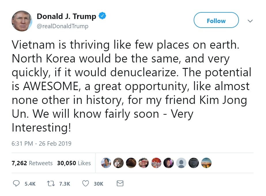 Trump mong Triều Tiên giống Việt Nam ảnh 1 Trump mong Trieu Tien giong Viet Nam anh 1