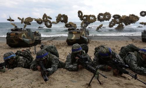 My, Han Quoc dung tap tran lon sau thuong dinh Trump - Kim hinh anh