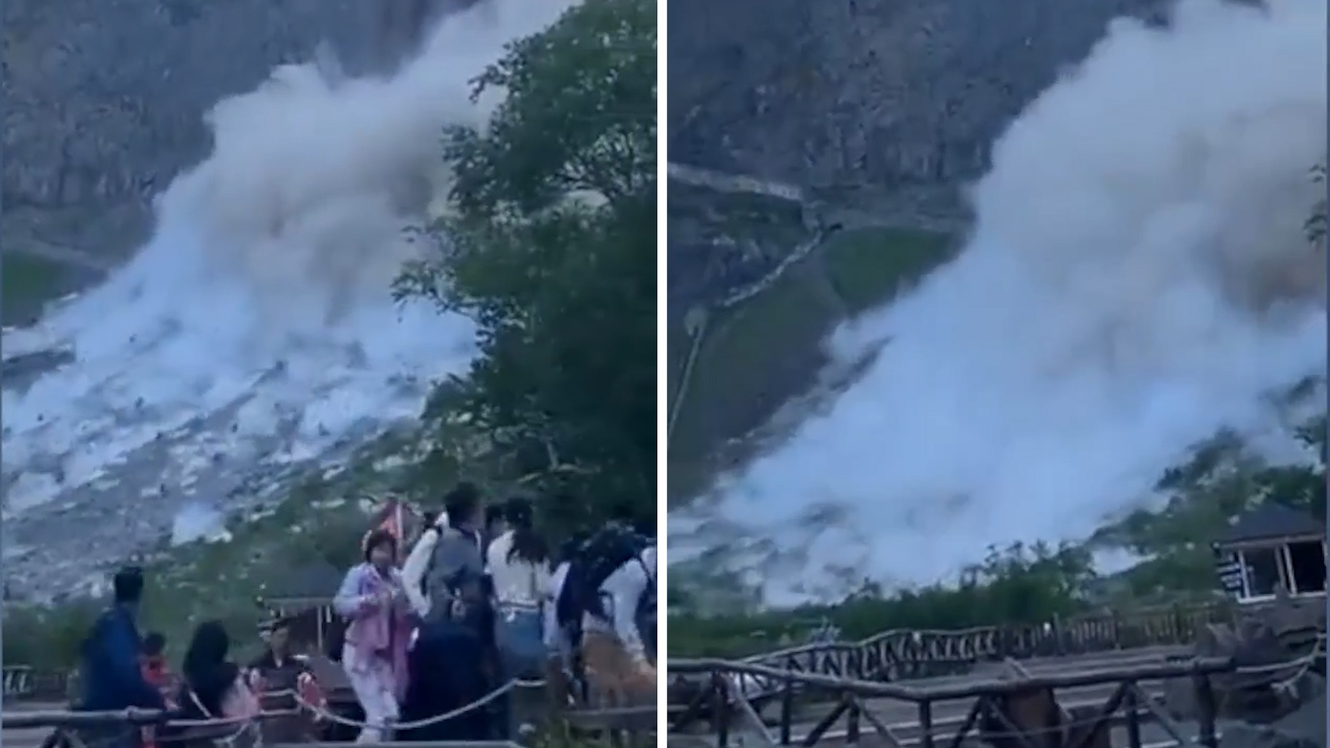 Nui Truong Bach sat lo khien du khach bo chay hinh anh