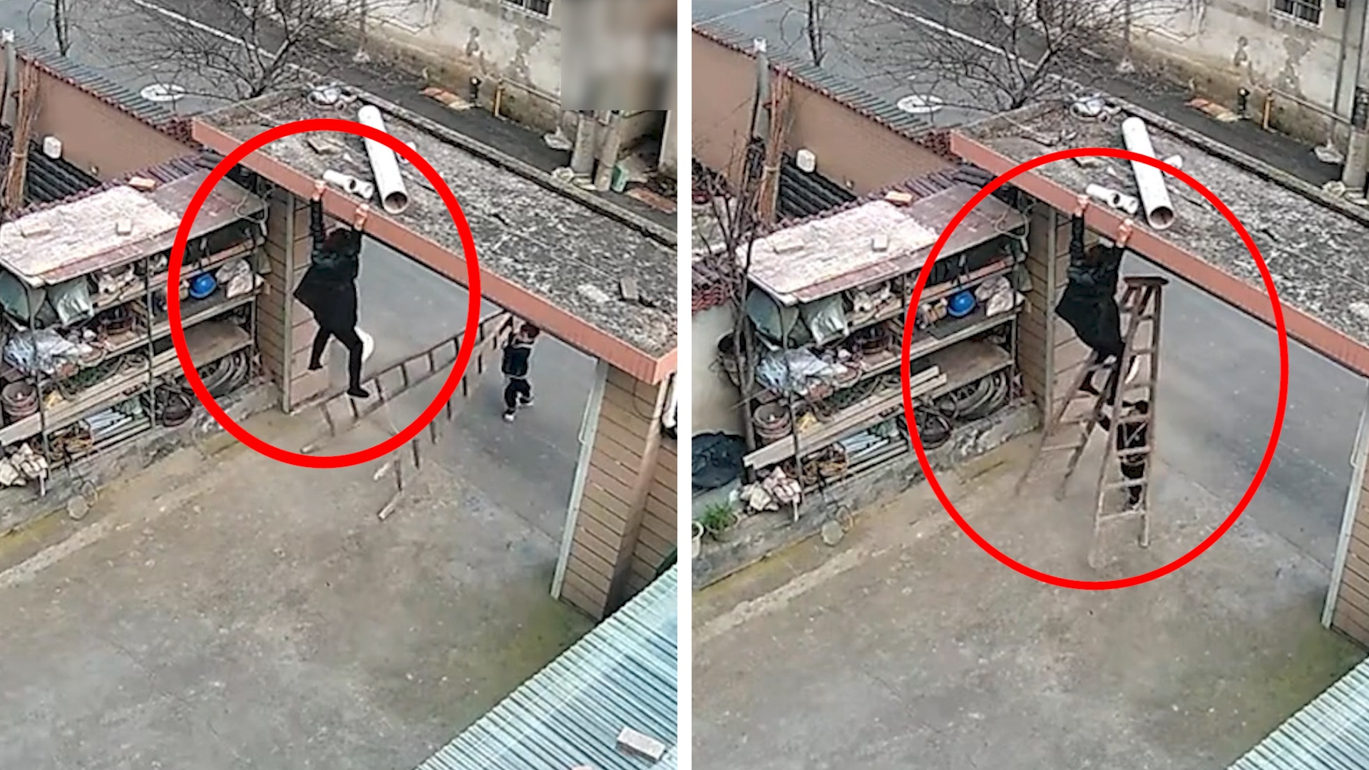 Be 4 tuoi cuu ba bi treo lo lung o Trung Quoc hinh anh