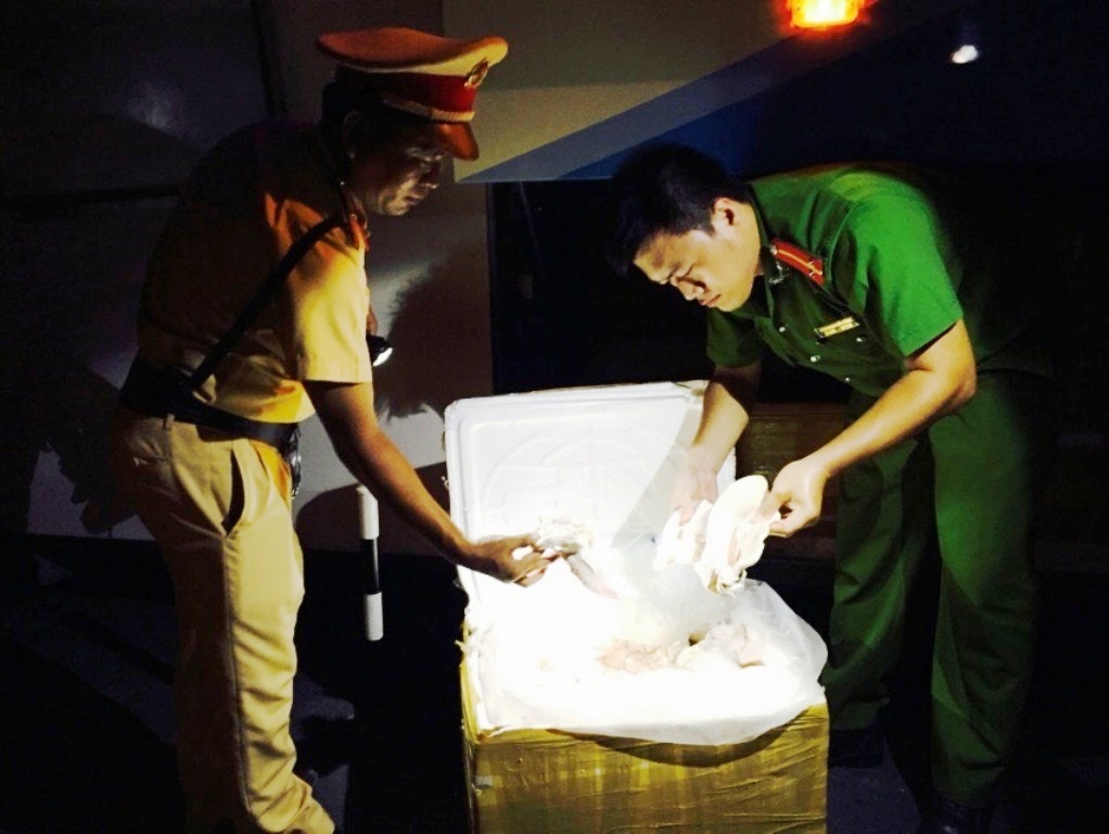 Bat giu xe khach cho trai phep noi tang va dong vat hoang da hinh anh